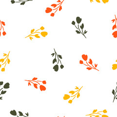 Seamless pattern with colorful flowers and white background
