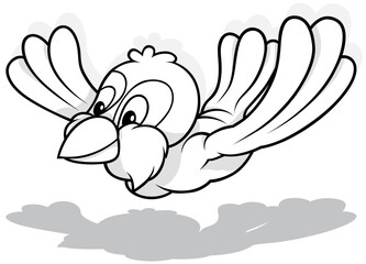 Drawing of a Flying Sparrow with Outstretched Wings