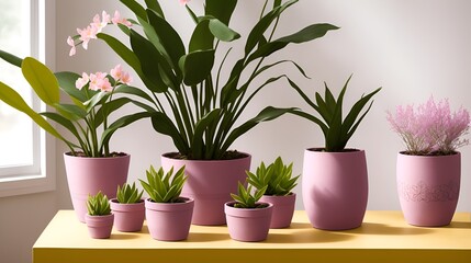 Beautiful looking potted plants on a table 