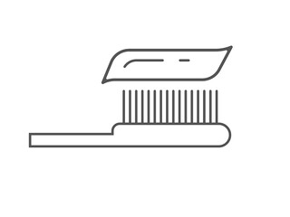 toothbrush and toothpaste icon Tooth brushing line and glyph style on white background, contour and fill vector sign. Linear and full pictograms logo illustration symbol Variety of icons set