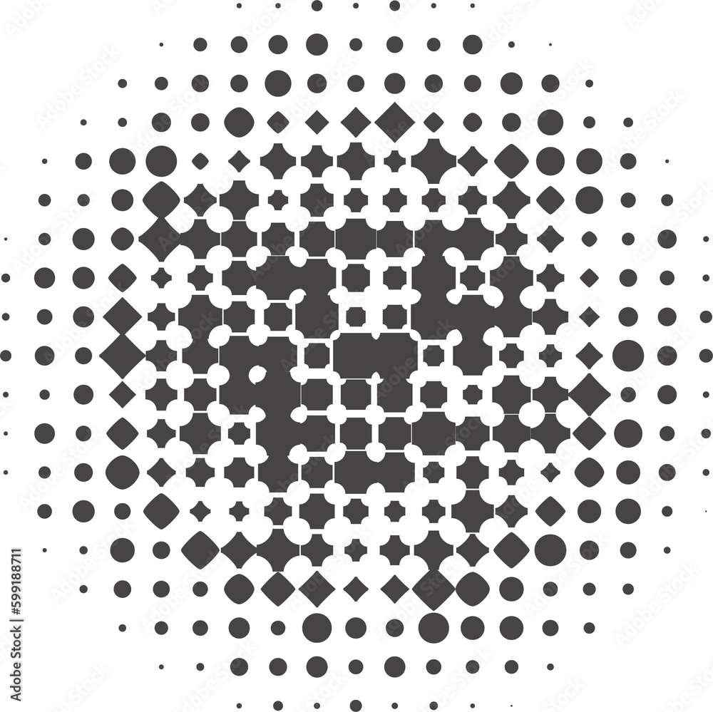 Poster circle dots with halftone pattern. round gradient background. element with gradation points texture.