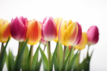 Happy mother day. Bouquet of tulips on a white background with space for text generative ai