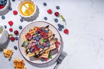 Sweet belgian waffles with berry
