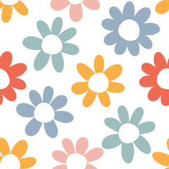 Fototapeta na wymiar Seamless pattern with colorful retro flowers
