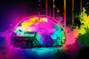 Obraz premium Abstract colorful background. Watercolor paint. Digital art, Generative AI 