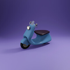 cute motor mini motorcycle simple 3d rendering illustration on pastel background