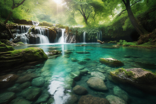 Un lagon bleu paradisiaque &raquo; IA g&eacute;n&eacute;rative