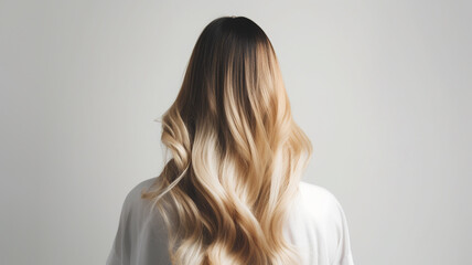 Naklejka premium Colored hairs in ombre or balayage technic. Created with ai generative tools