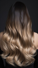 Naklejka premium Colored hairs in ombre or balayage technic. Created with ai generative tools