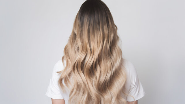Colored hairs in ombre or balayage technic. Created with ai generative tools