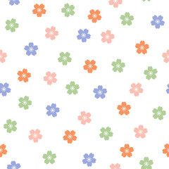 Seamless pattern with colorful sakura flowers