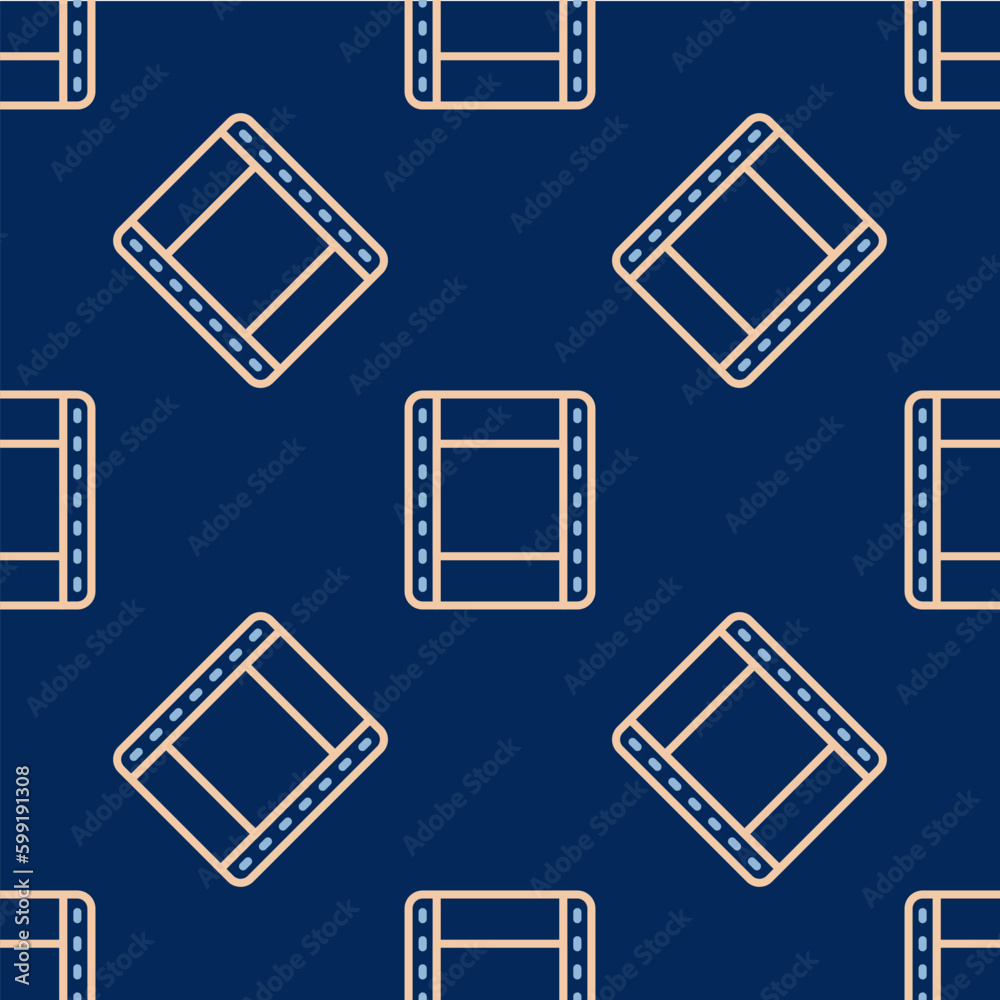 Canvas Prints Line Play video icon isolated seamless pattern on blue background. Film strip sign. Vector