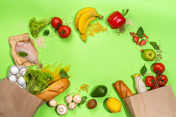 Shopping healthy food background