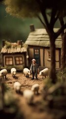 Micro cartoon rural scene,created with Generative AI tecnology.