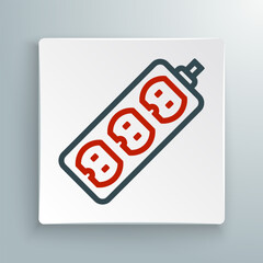 Line Electric extension cord icon isolated on white background. Power plug socket. Colorful outline concept. Vector