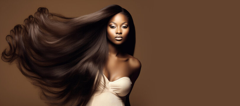Beautiful model with long hair extension. Generative AI