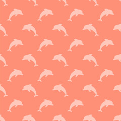Fototapeta premium Pink seamless pattern with pink dolphins