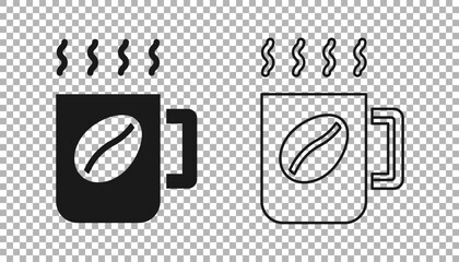 Black Coffee cup icon isolated on transparent background. Tea cup. Hot drink coffee. Vector