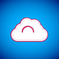 White Cloudy weather icon isolated on blue background. Vector