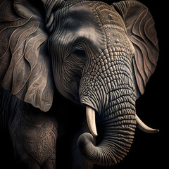 Elephant Head Close Up. Generative AI