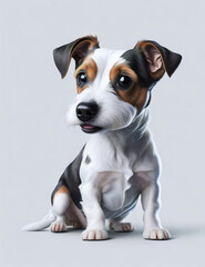cute jack russell terrier dog portrait, sticker, stickers, centered, posing to camera, generative AI