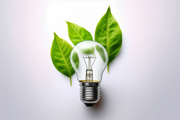 By creating an eco friendly lightbulb out of fresh green leaves, this concept art visually captures the spirit of renewable energy and sustainable living. generative AI.