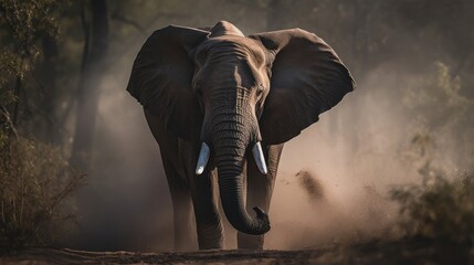 Elephant in Natural Habitat - AI Generated