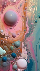 abstract paint is floating in the air and drops down on the ground, in the style of psychedelic hues, hyper-realistic details, soft and rounded forms, n the style of fluid movement