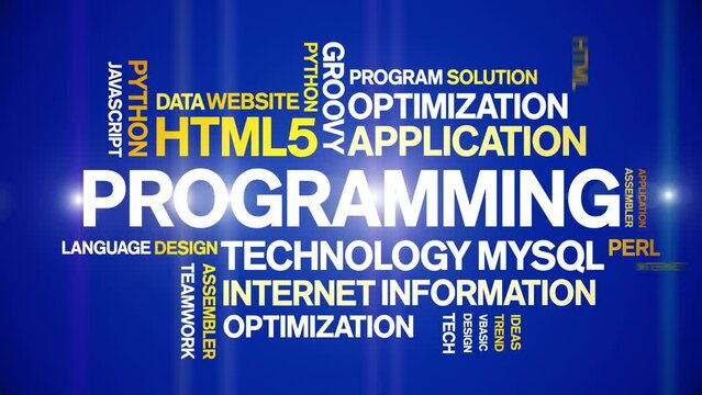 Programming animated tag word cloud;text design animation kinetic typography seamless loop.