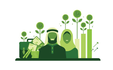 United arab emirates man and woman with happy faces shows upturn or growth of uae economy or value of uae dirham