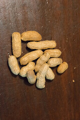 peanuts on wooden background