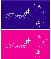 Two backgrounds blue and fuchsia with stars and copy space. Vector illustration for t-shirt print, greeting card, book cover.