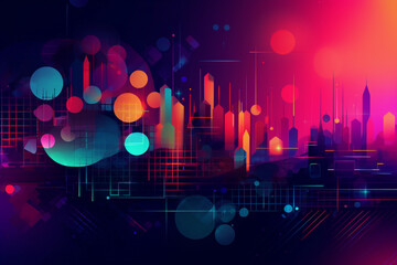 Vibrant Tech Background with artistic digital elements and shapes, perfect for modern and dynamic designs.Ai generated