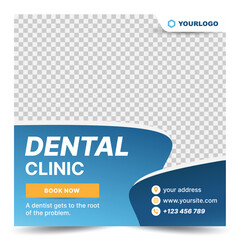 Obraz premium dental care post social media template square banner. template design vector. Modern banner promotion square web banner for hospital and clinic.