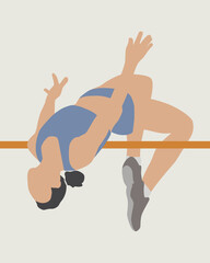 illustration design of a female athlete doing a high jump