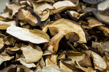 Dried sliced mushrooms for cooking