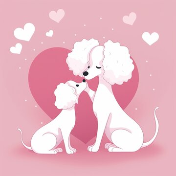 Free photo cute valentines day card with cartoon pug dogs kissing characters generative ai