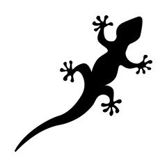 vector simple flat black silhouette gecko lizard top view