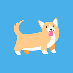 vector cute colorful bright picture with a funny dog, doggy corgi with cheerful face