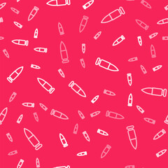 White line Bullet icon isolated seamless pattern on red background. Vector