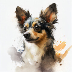 dog portrait in watercolor style Generative AI