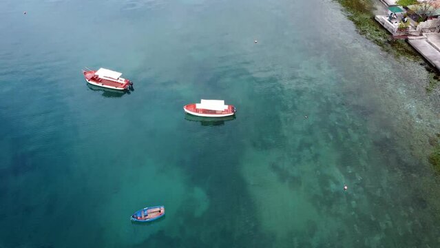 Aerial View Of Ohrid Lake And Jovan Kaneo Church Ohrid