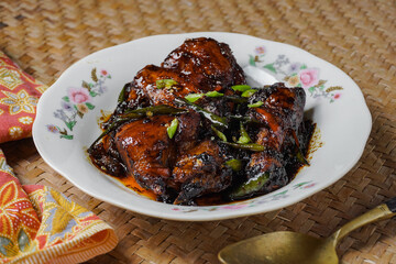 Delicious chicken soy sauce. Malaysian people called Ayam Masak Kicap on a plate
