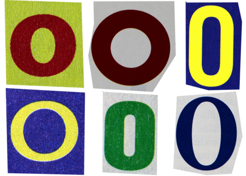 Letter o magazine cut out font, ransom letter, isolated collage elements for text alphabet, ransom note