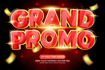 Grand promo 3d editable modern red text effect