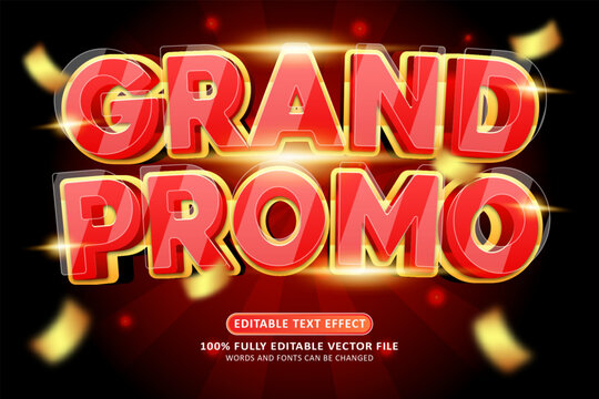 Grand promo 3d editable modern red text effect