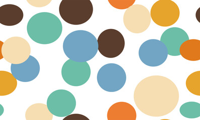 repeat seamless pattern of vintage bubble, blue green and beige circles on white background, replete image design fabric printing