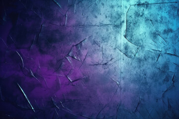 Scratched film texture. Dust noise overlay. Creased worn layer for photo editor. Blue purple color light flare grain on dark wrinkled distressed abstract background