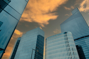 center with glass buildings - May 27, 2022. Warsaw, Poland.