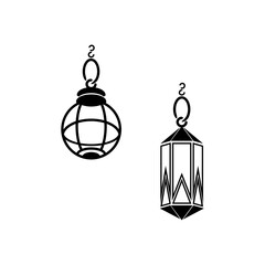 Happy ied mubarak lantern art line, vector illustration